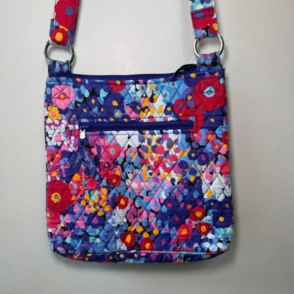 Vera Bradley Impressionista Floral Print Quilted Cotton Zip Crossbody Bag Purse - Picture 9 of 9